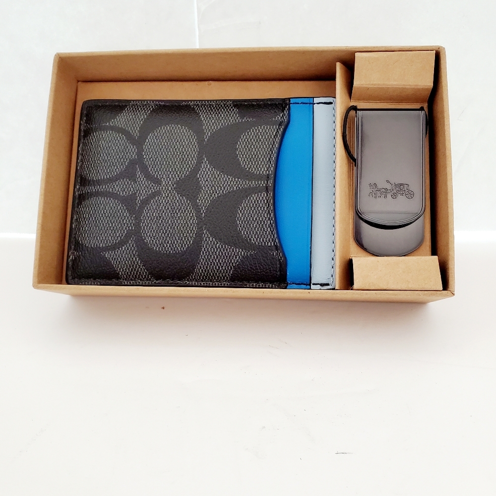 COACH 3 in 1 Card Case Wallet & Men's Money Clip Set - Picture 3 of 5